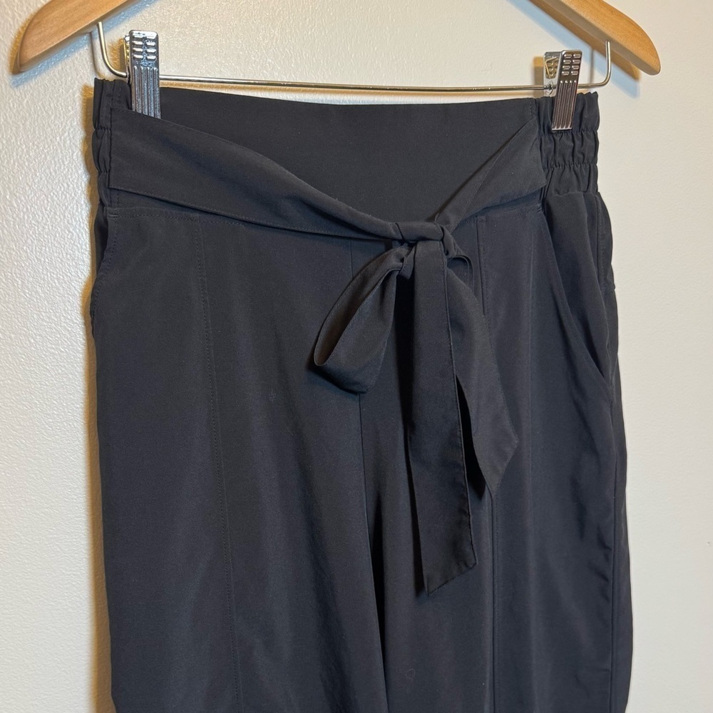 Zella‎ Wide Leg Black Parachute Pant High Rise Tie/Elastic Waist Small